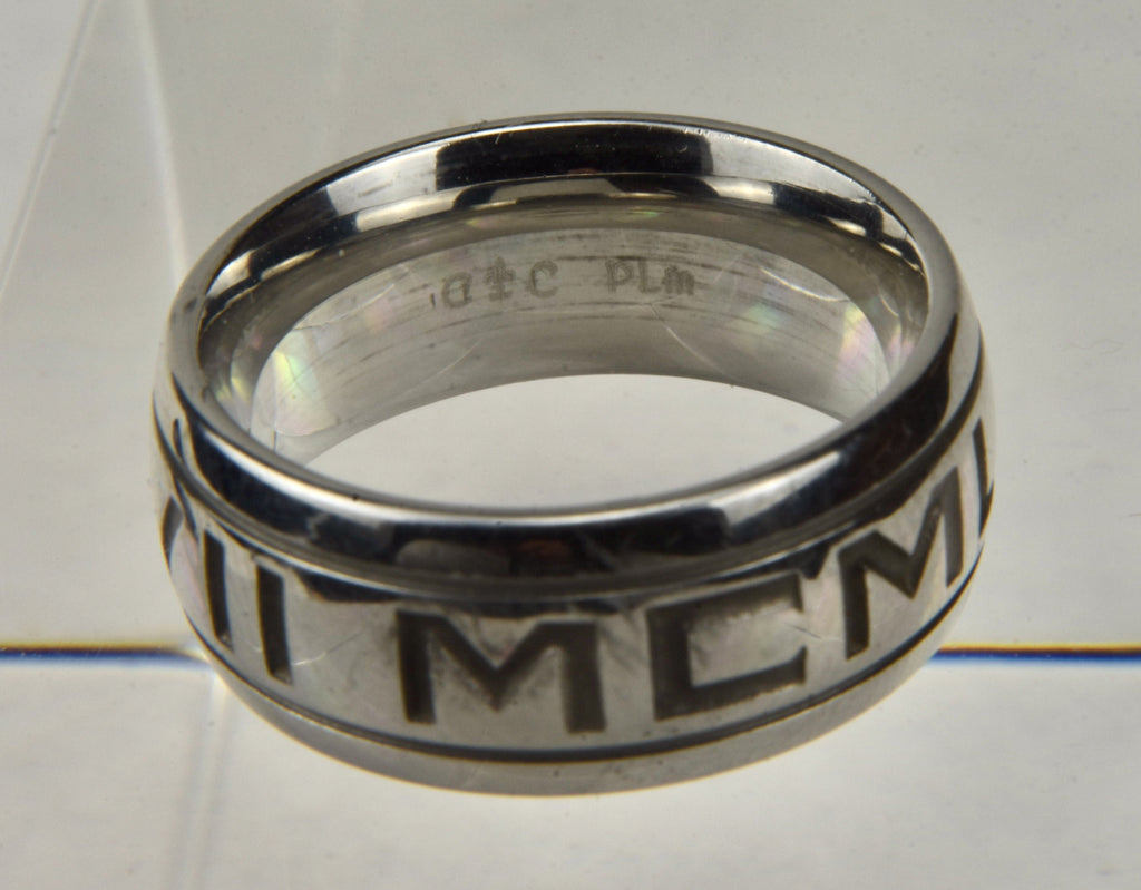 Solid Sterling Silver Band Engraved "VI XXVII MCMLIV" - Size 7