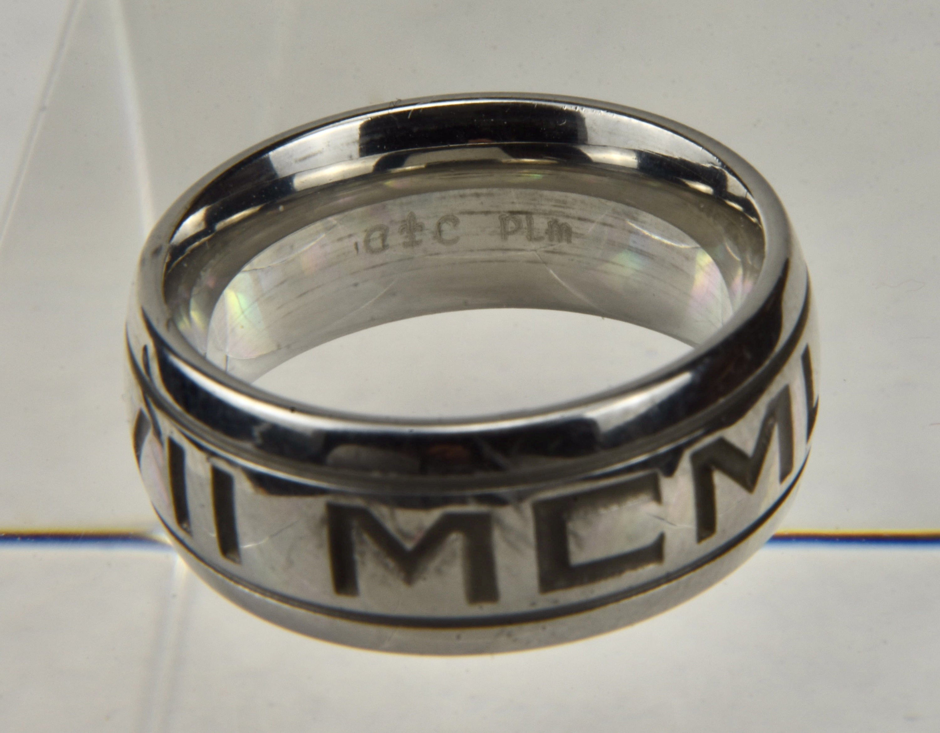 Solid Sterling Silver Band Engraved "VI XXVII MCMLIV" - Size 7