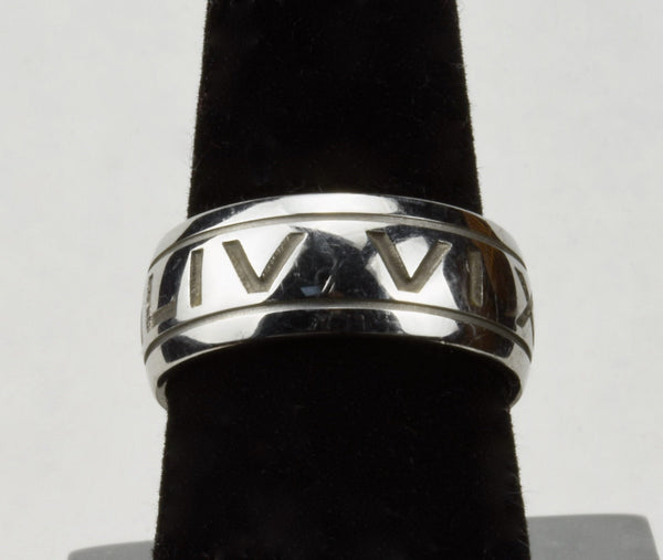 Solid Sterling Silver Band Engraved "VI XXVII MCMLIV" - Size 7