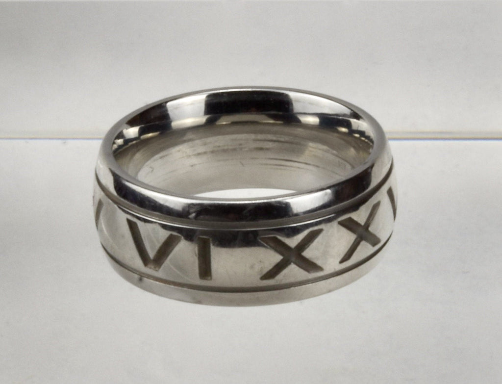 Solid Sterling Silver Band Engraved "VI XXVII MCMLIV" - Size 7