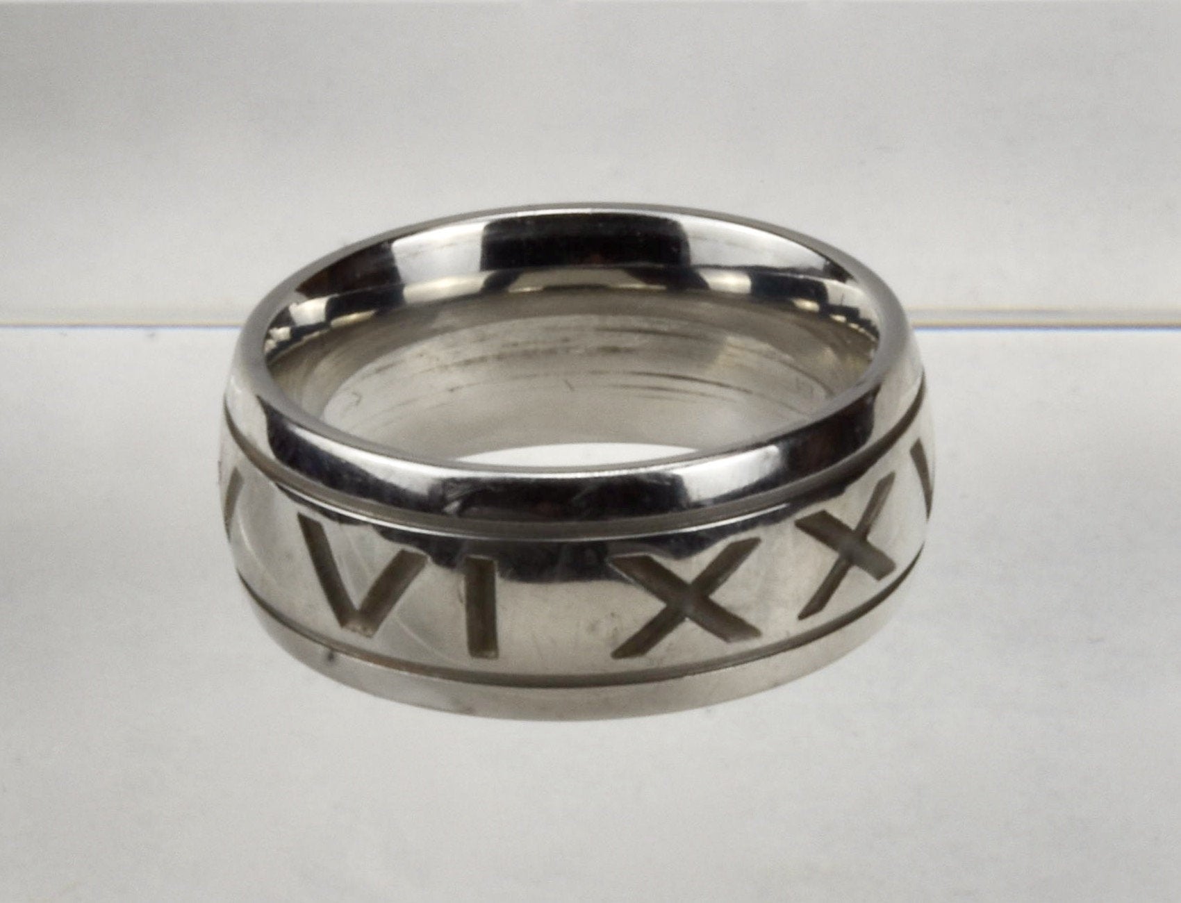 Solid Sterling Silver Band Engraved "VI XXVII MCMLIV" - Size 7