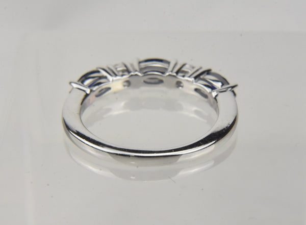 Sterling Silver Band with Clear and Blue Cubic Zirconia - Size 5