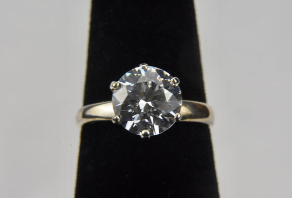 Sterling Silver Diamonique Cubic Zirconia Engagement Ring - Size 5