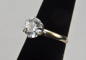 Sterling Silver Diamonique Cubic Zirconia Engagement Ring - Size 5