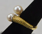 Pearl Gold Tone Sterling Silver Ring - Size 5.25