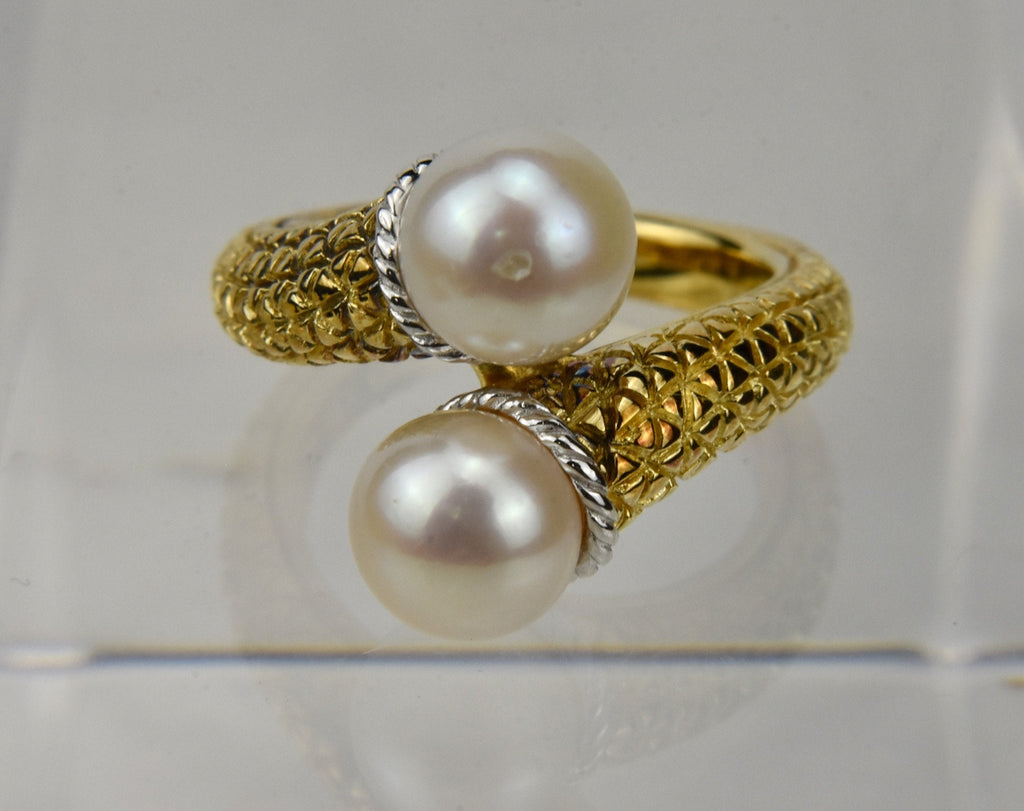 Pearl Gold Tone Sterling Silver Ring - Size 5.25