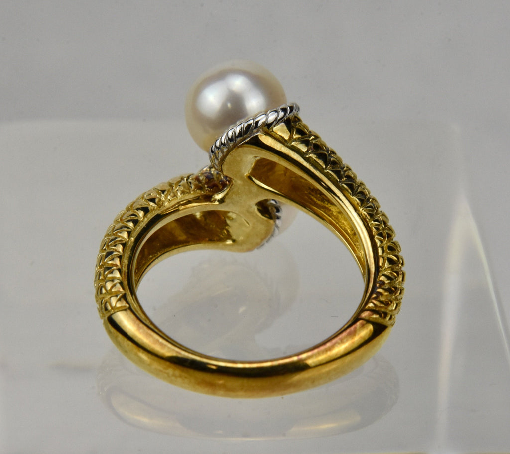 Pearl Gold Tone Sterling Silver Ring - Size 5.25