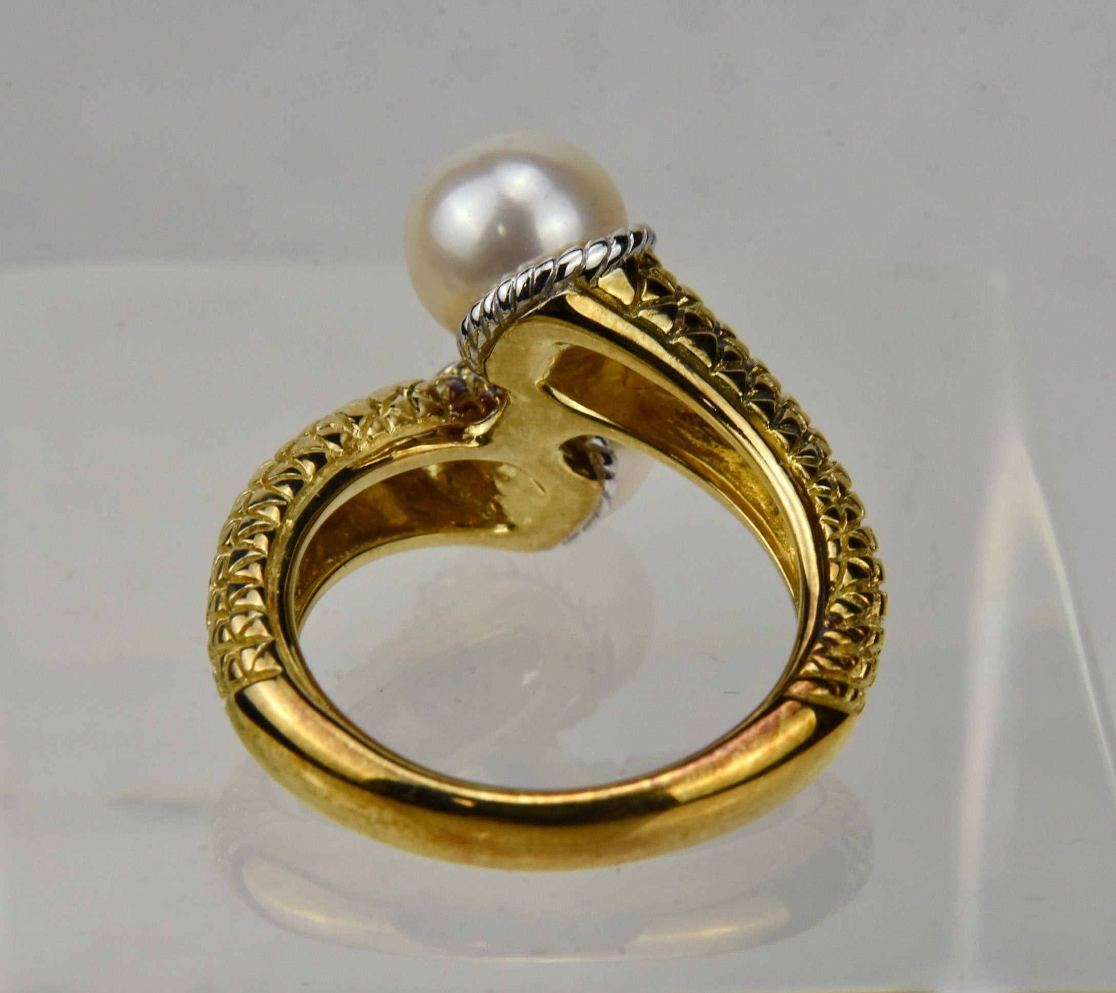 Pearl Gold Tone Sterling Silver Ring - Size 5.25