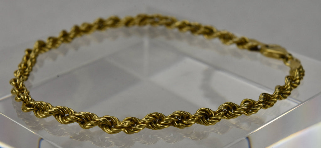 Gold Tone Sterling Silver Twist Rope Chain Italian Bracelet