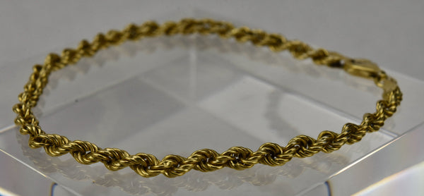 Gold Tone Sterling Silver Twist Rope Chain Italian Bracelet