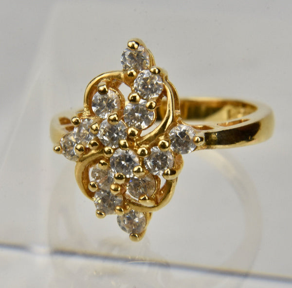 Gold Tone Cubic Zirconia Sterling Silver Ring - Size 6