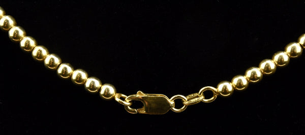 Italian Gold Tone Sterling Silver Graduated Beaded Necklace