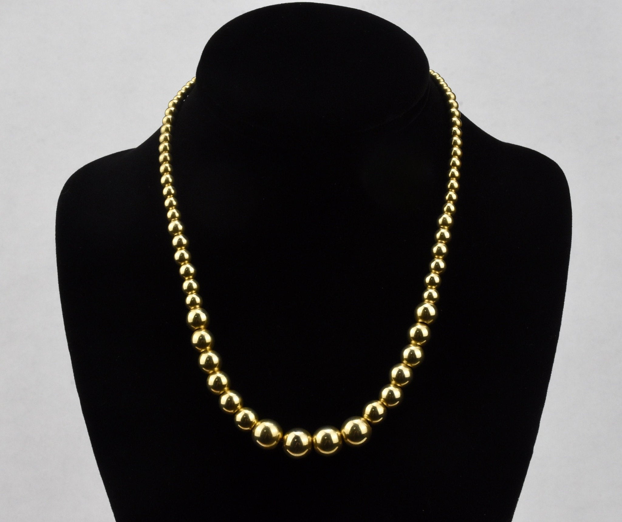 Italian Gold Tone Sterling Silver Graduated Beaded Necklace