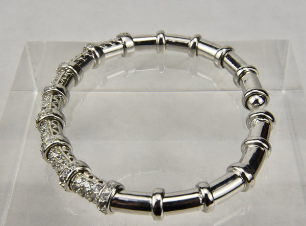 Sterling Silver Cubic Zirconia Flexible Bangle