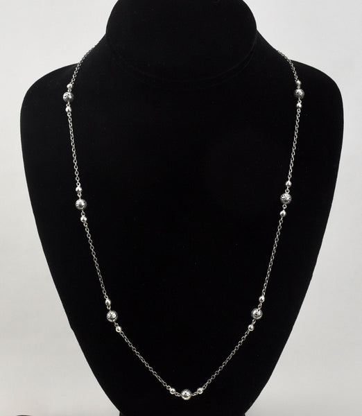 Lois Hill - "Journey" Sterling Silver Beaded Station Chain Necklace - 22"