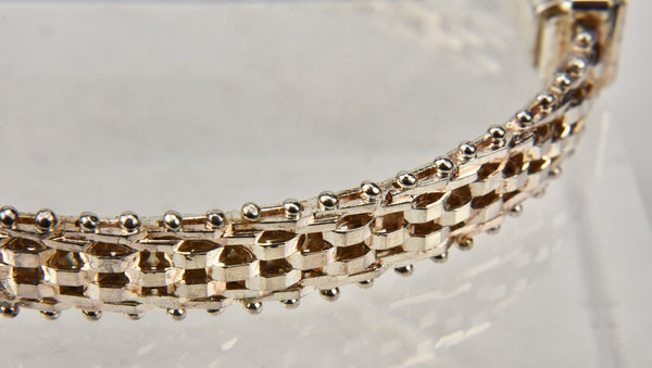 Milor - Italian Gold Tone Sterling Silver Woven Hinged Bangle Bracelet