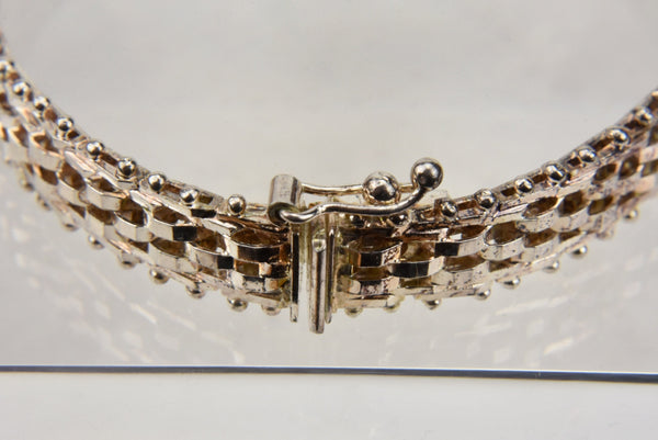 Milor - Italian Gold Tone Sterling Silver Woven Hinged Bangle Bracelet