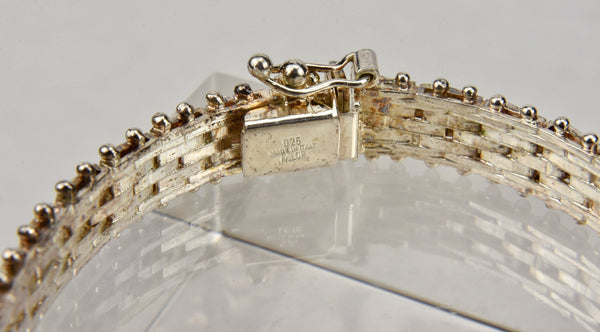 Milor - Italian Gold Tone Sterling Silver Woven Hinged Bangle Bracelet