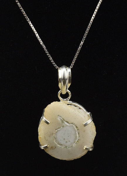 Stalactite? Slice Mounted on Sterling Pendant on Sterling Silver Chain Necklace - 24"