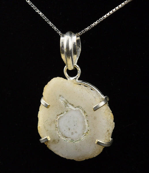 Stalactite? Slice Mounted on Sterling Pendant on Sterling Silver Chain Necklace - 24"