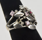 Sterling Silver Colored Stone Family Tree Ring - Size 6