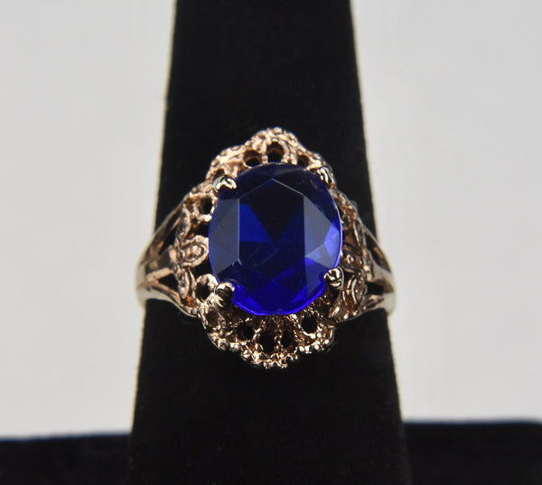 Simulated Sapphire Costume Ring - Size 8