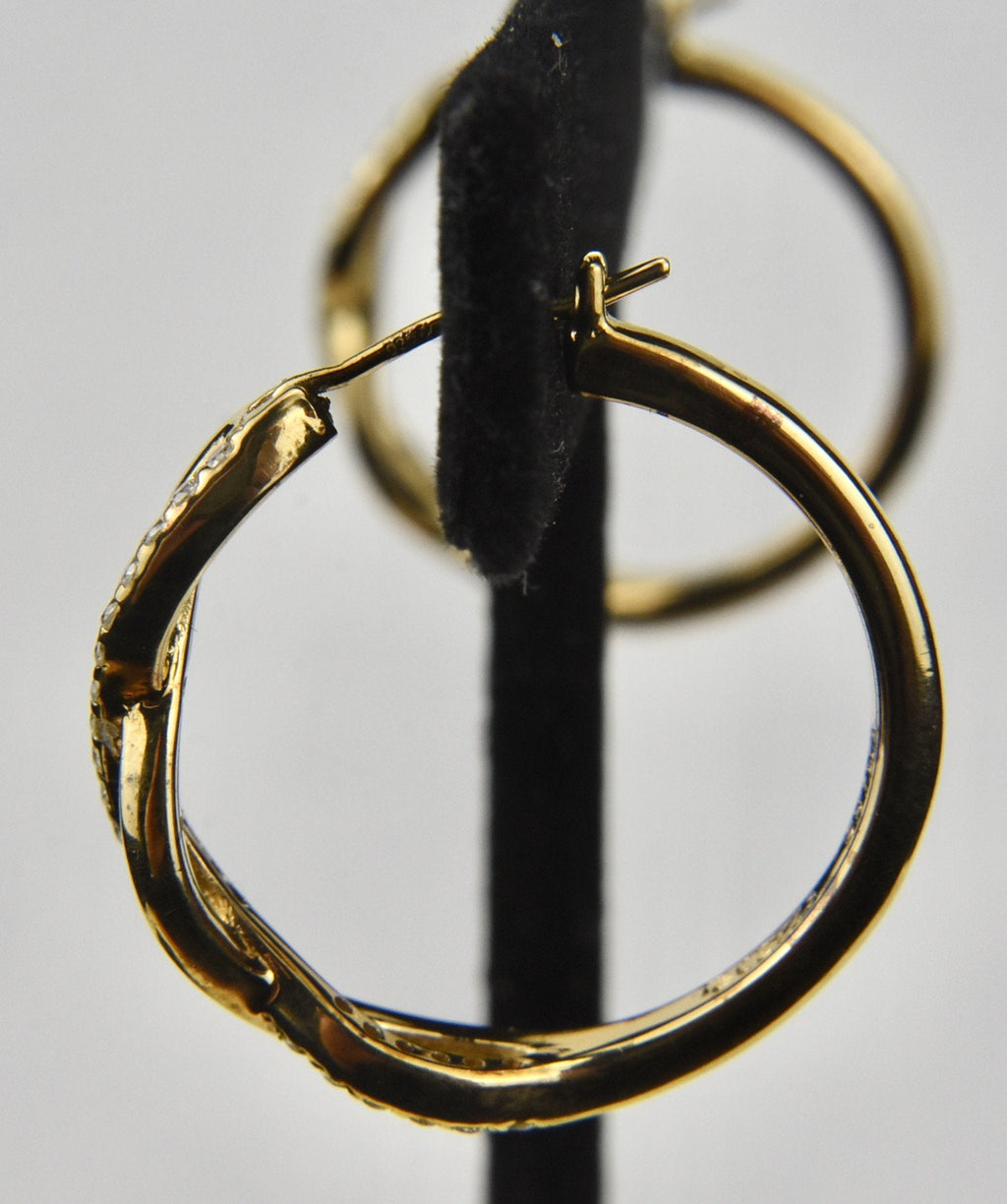Gold Tone Sterling Silver Cubic Zirconia Braided Hoop Earrings