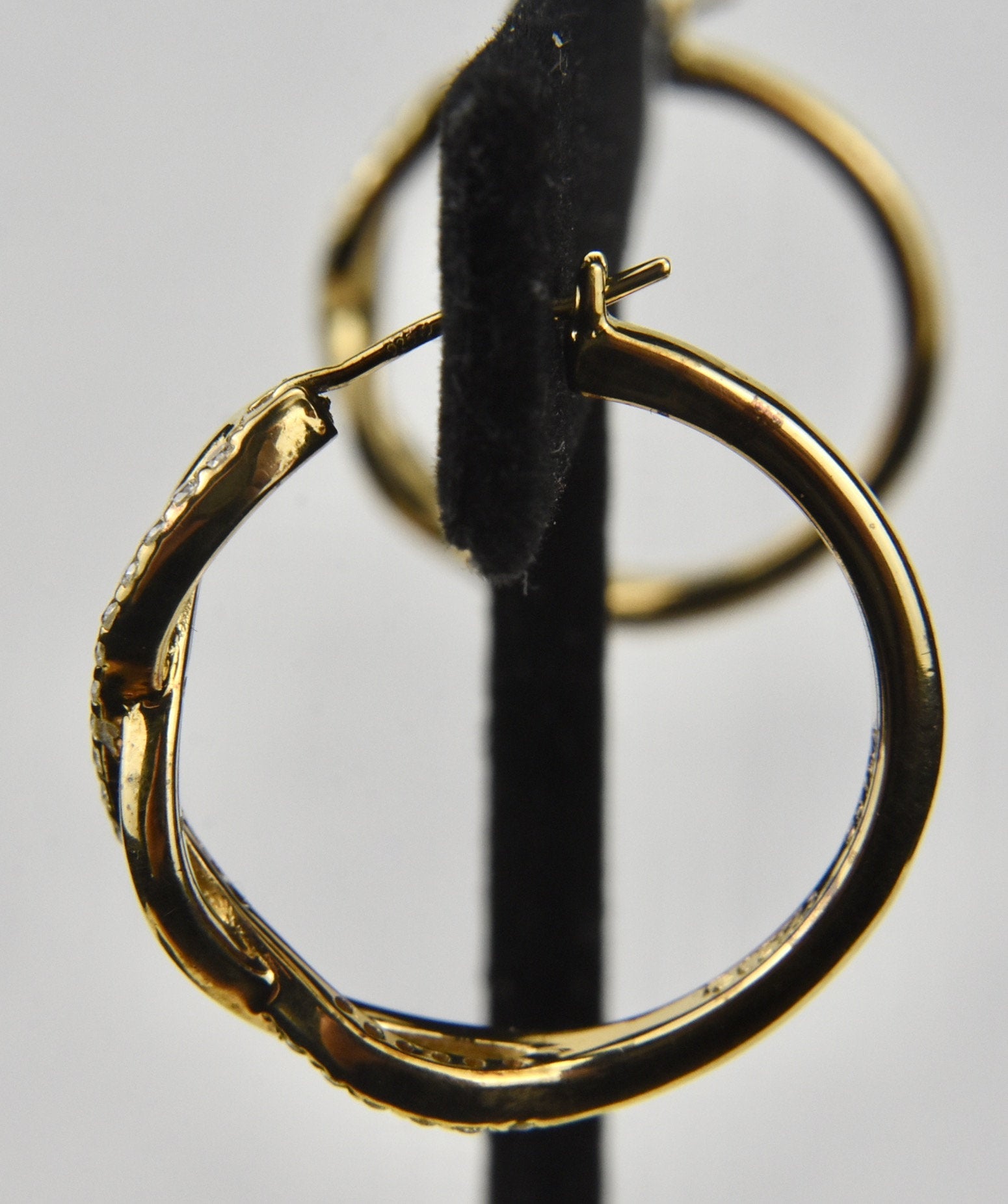 Gold Tone Sterling Silver Cubic Zirconia Braided Hoop Earrings