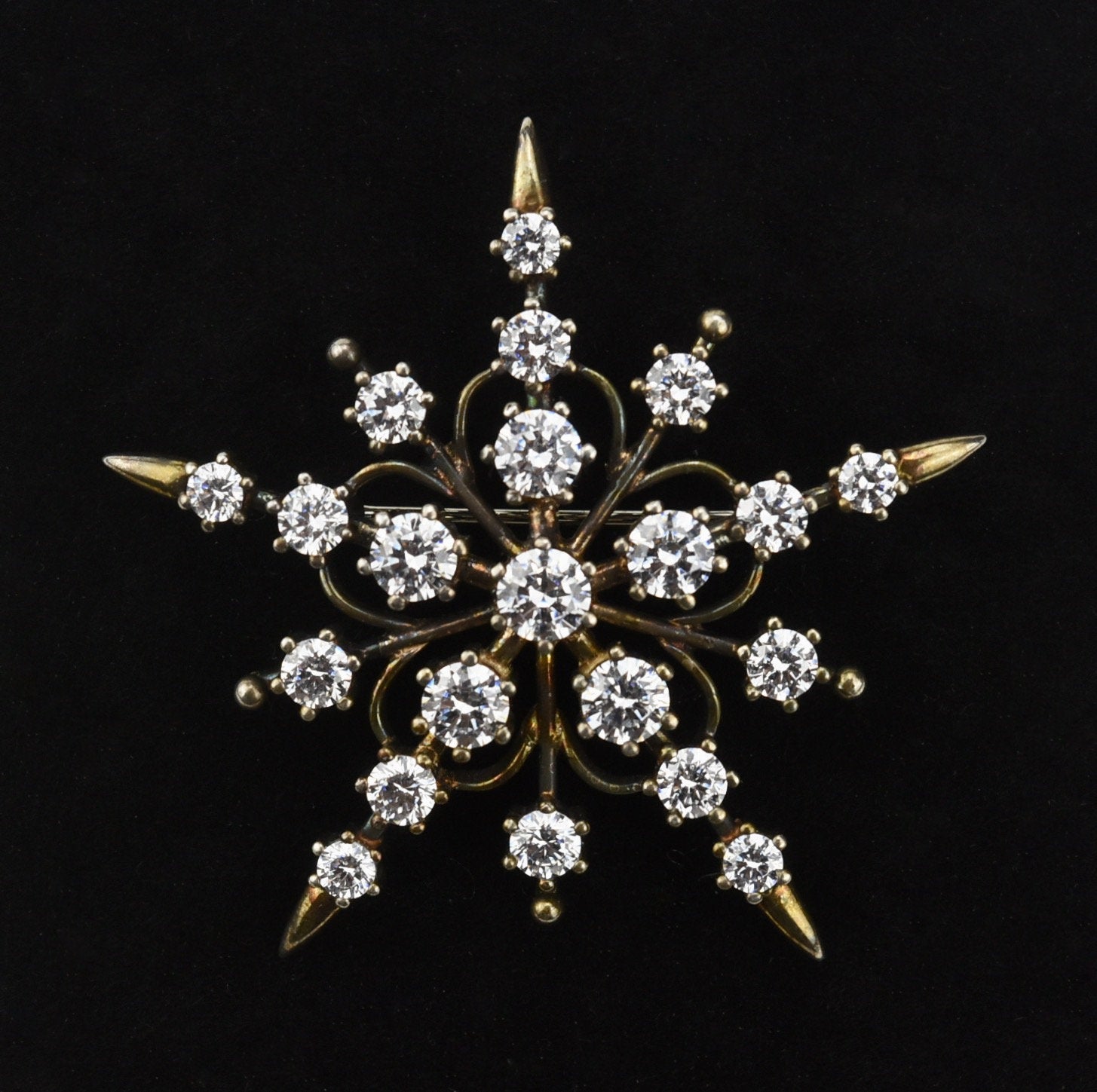 Sterling Silver Cubic Zirconia Snowflake Brooch