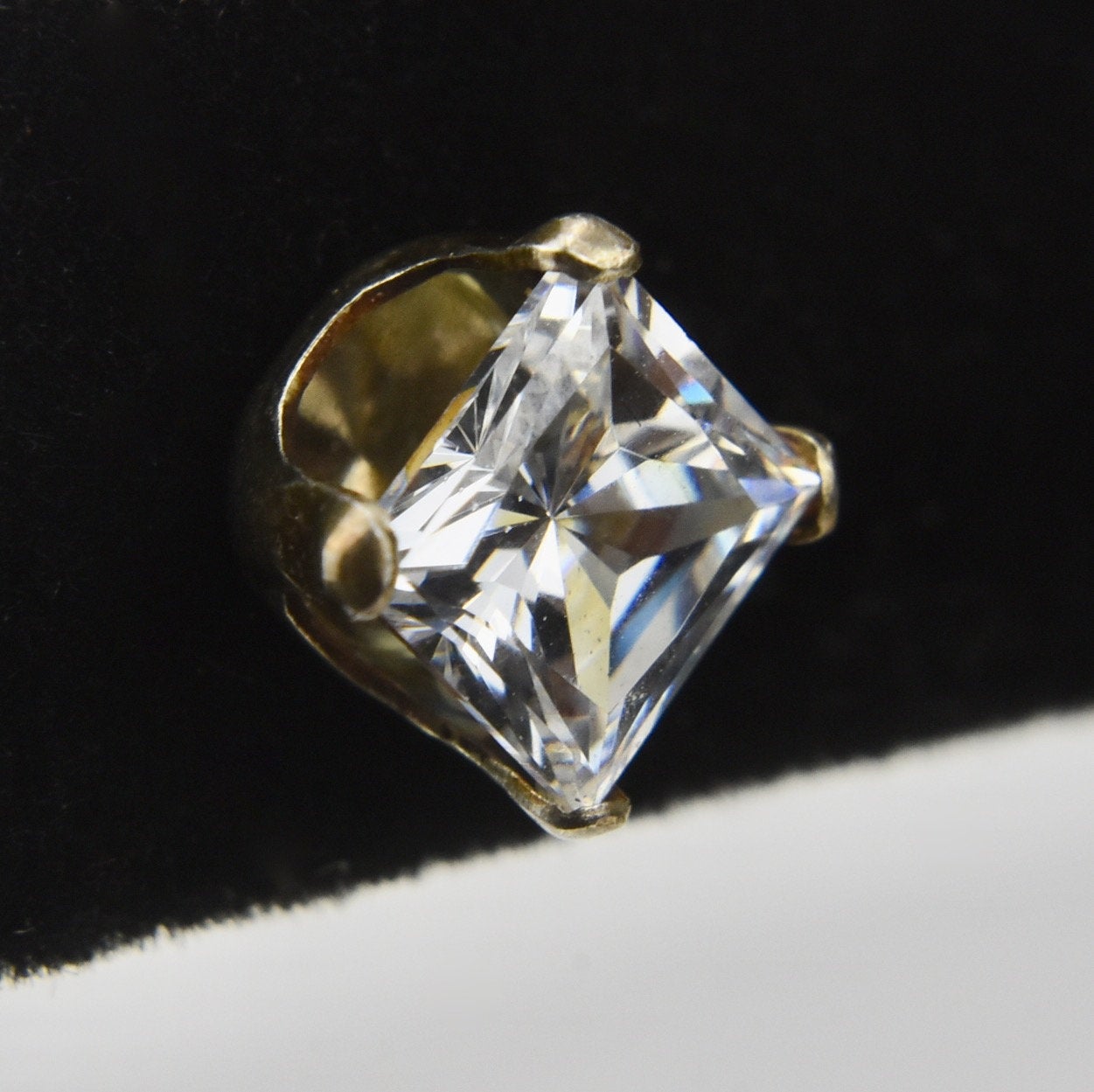 Pair of Sterling Silver Square Cut Cubic Zirconia Stud Earrings
