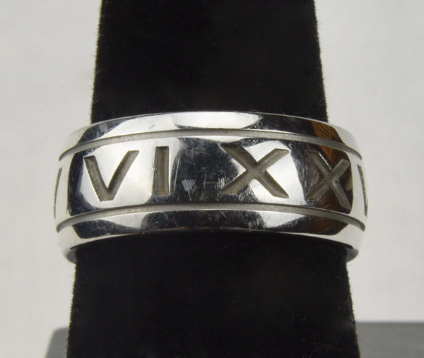 Solid Sterling Silver Band Engraved "VI XXVII MCMLIV" - Size 7