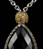 Black Onyx Sterling Silver Cubic Zirconia Pendant Chain Necklace