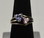Sterling Silver Gemstone Hearts Ring - Size 6.25
