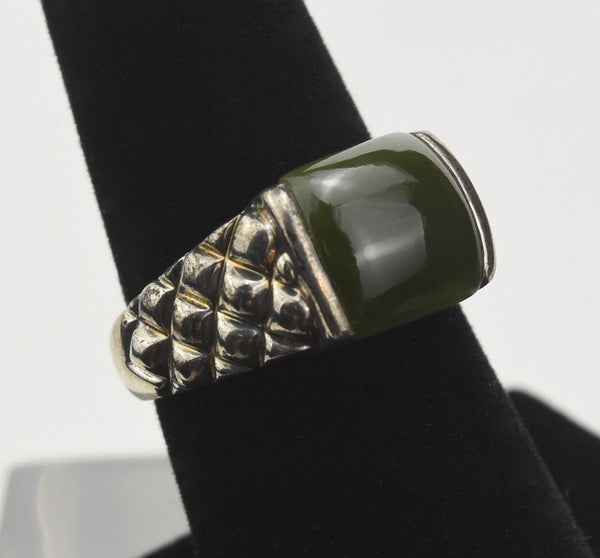 Jade Sterling Silver Ring - Size 7