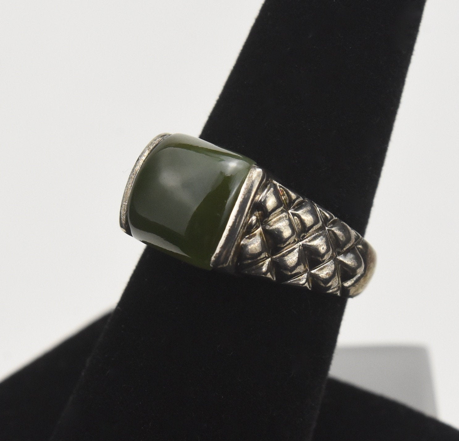 Jade Sterling Silver Ring - Size 7