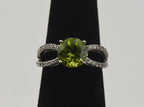 Sterling Silver Light Green Crystal Ring - Size 5