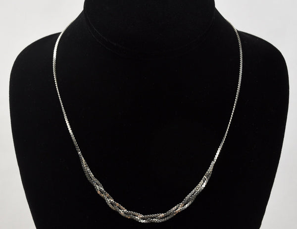 Sterling Silver Braided Drop Chain Necklace - 18"