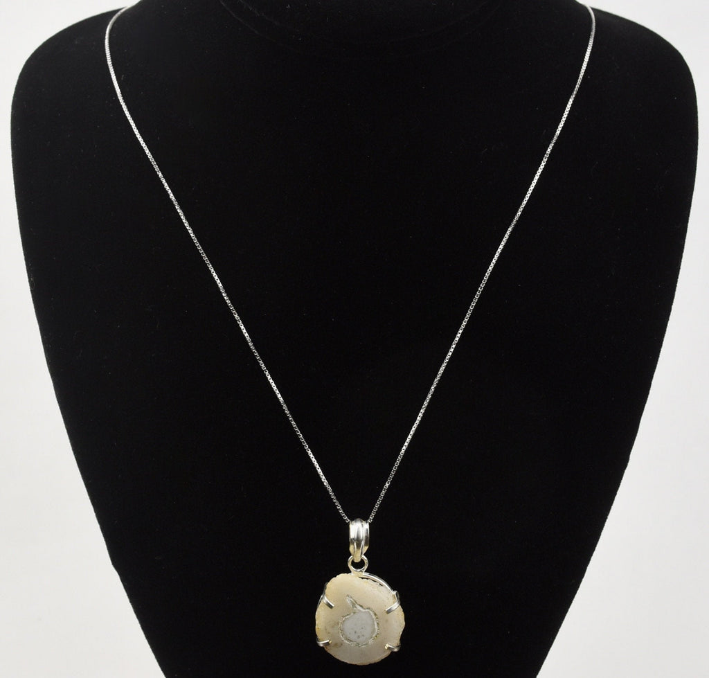 Stalactite? Slice Mounted on Sterling Pendant on Sterling Silver Chain Necklace - 24"