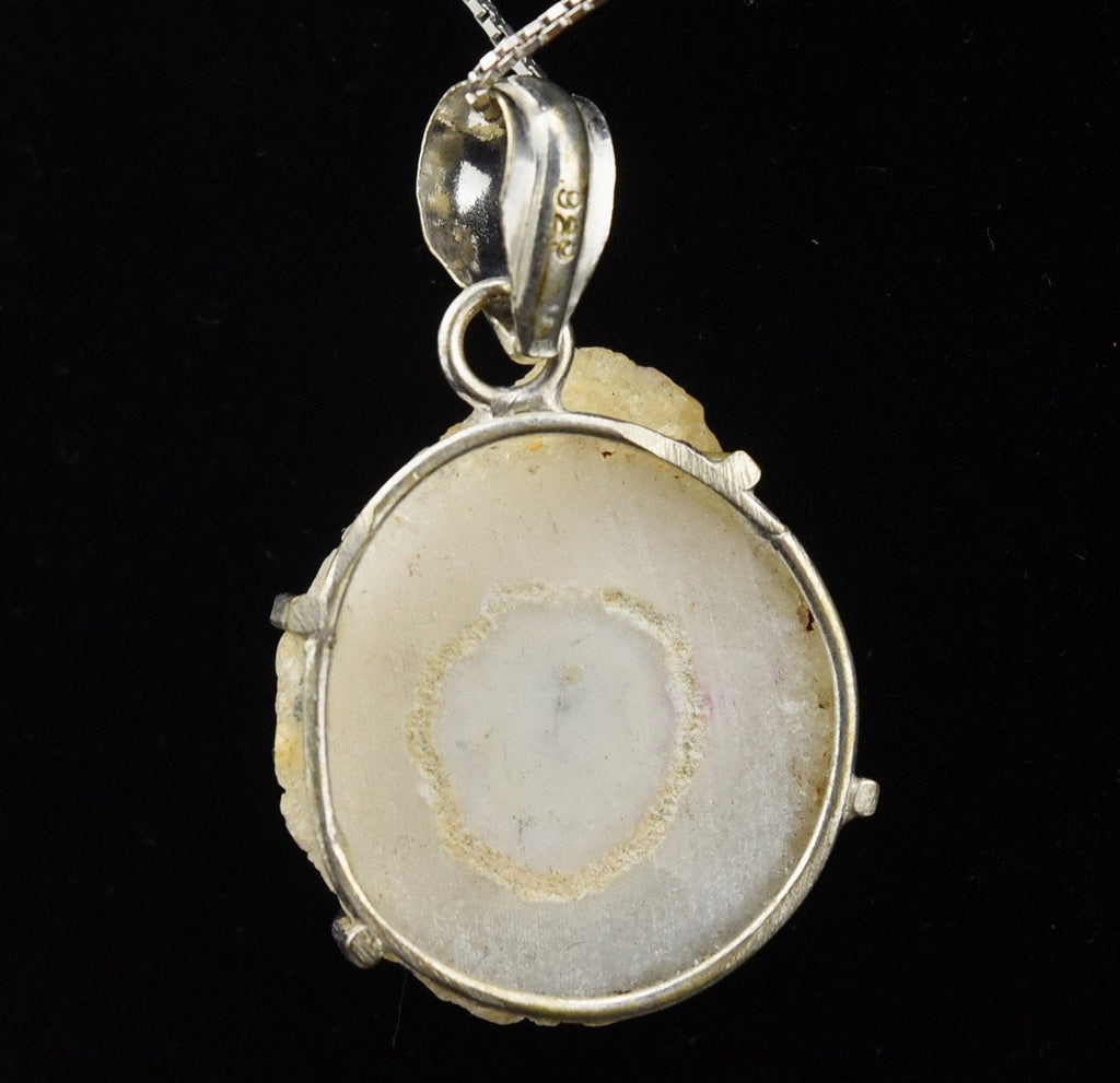 Stalactite? Slice Mounted on Sterling Pendant on Sterling Silver Chain Necklace - 24"