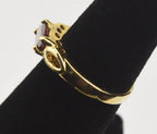 Gold Tone Sterling Silver Ring with Marquise Cut Red Stone - Size 5