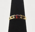 Gold Tone Sterling Silver Ring with Marquise Cut Red Stone - Size 5