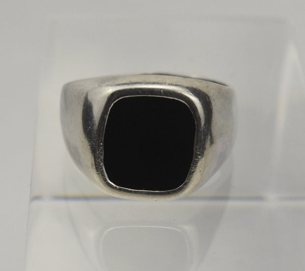 Avon - Vintage Sterling Silver Black Onyx Ring - Size 11.5