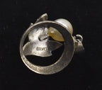 Vintage Sterling Silver Leaf Pendant with Pearl