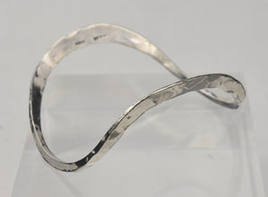 Hammered Sterling Silver Curved Bangle Bracelet