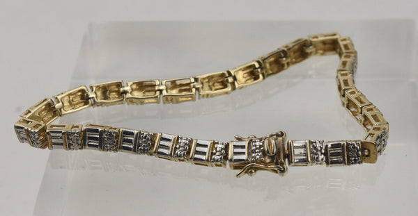Unique Link Solid Sterling Silver Tennis Bracelet - 7.5"