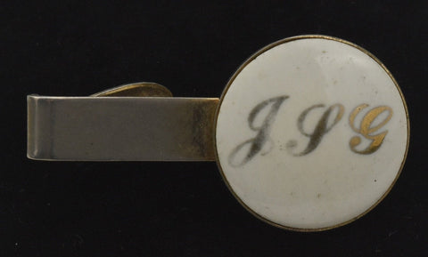 Vintage Tie Clip with Porcelain Monogram