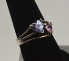Sterling Silver Gemstone Hearts Ring - Size 6.25