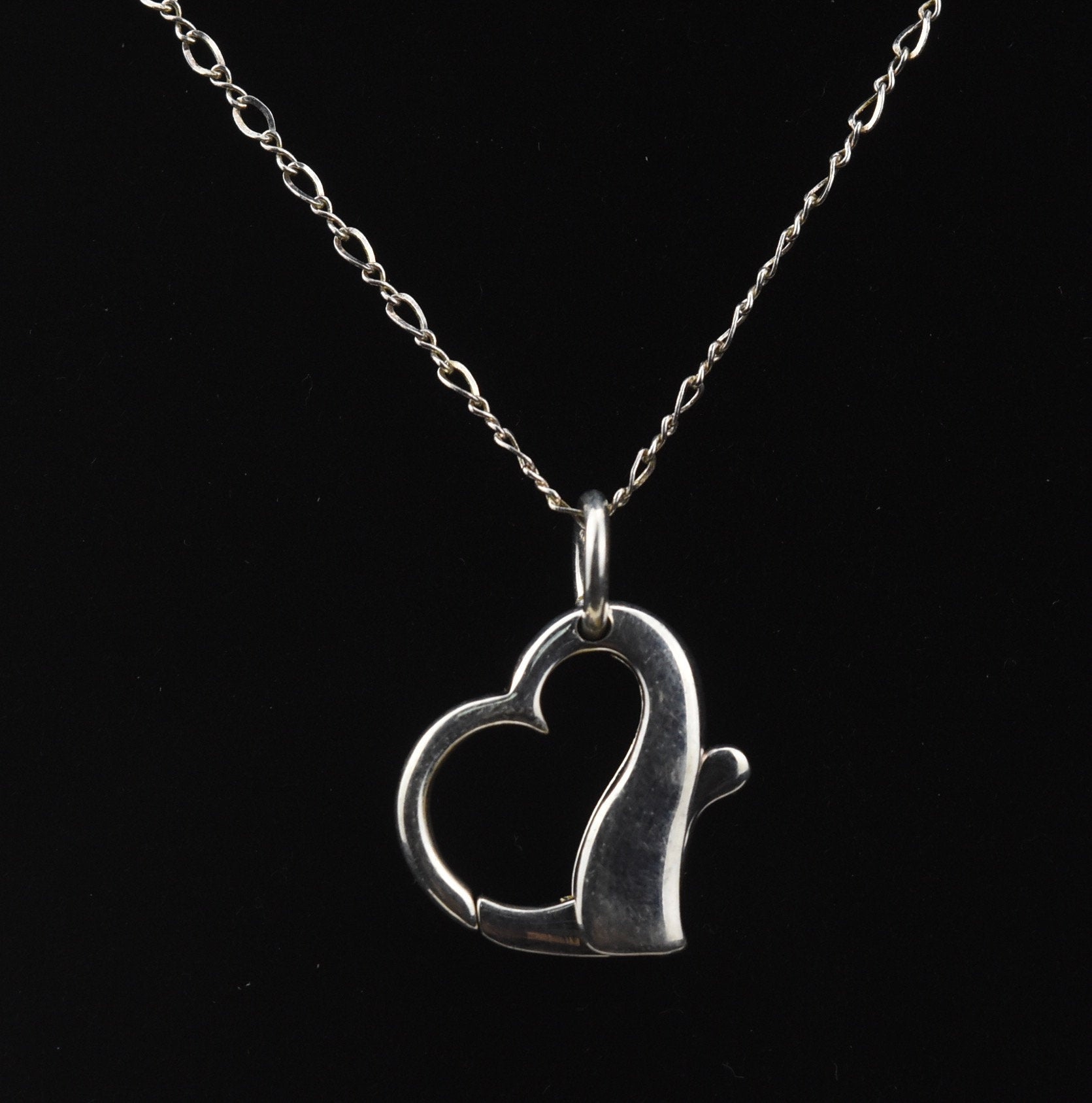 Sterling Silver Hinged Heart Pendant on Sterling Silver Chain Necklace - 21"