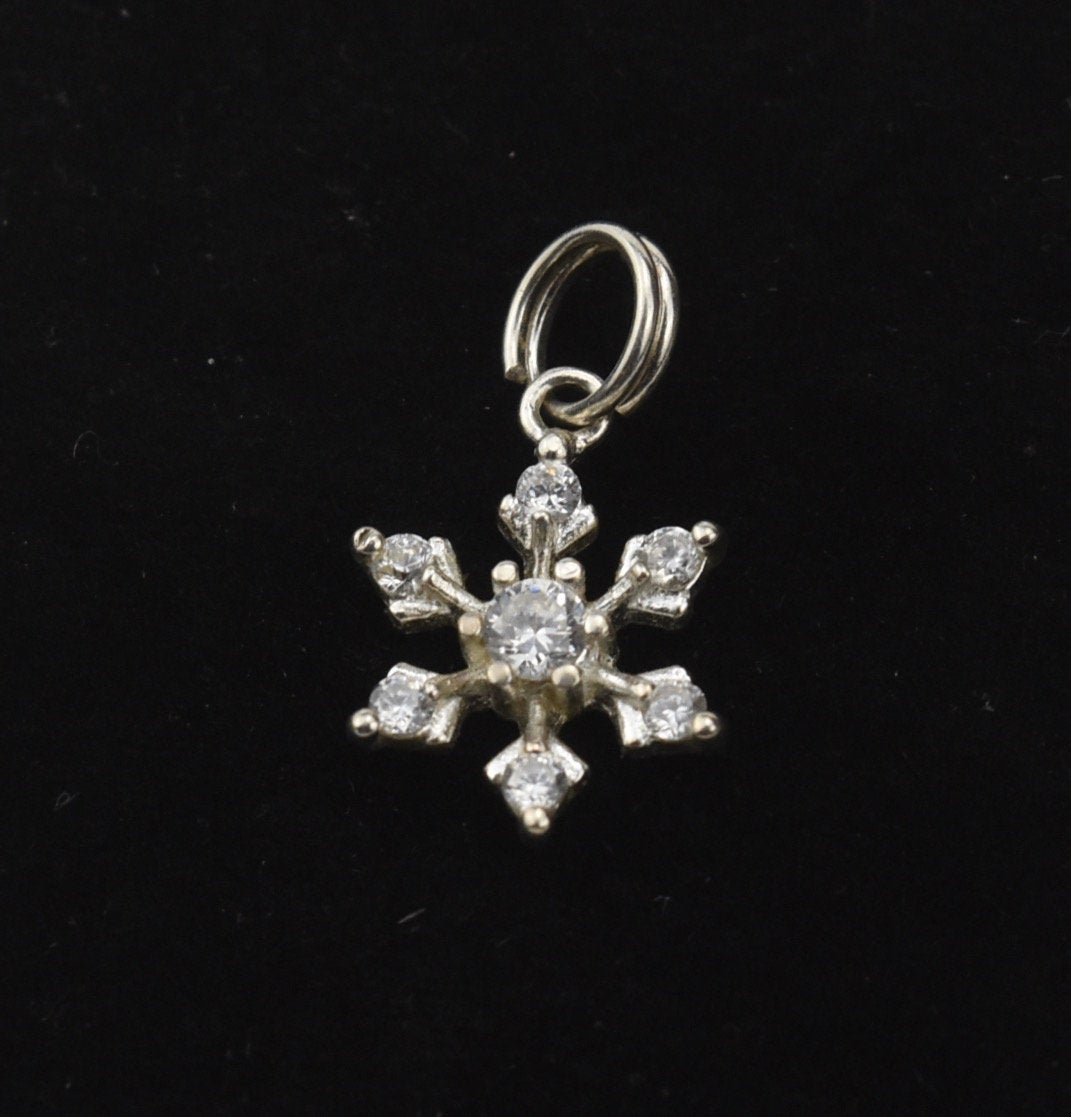 Sterling Silver and Cubic Zirconia Snowflake Pendant