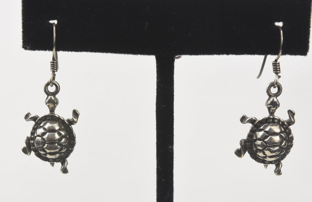Silver Dangle Tortoise Earrings